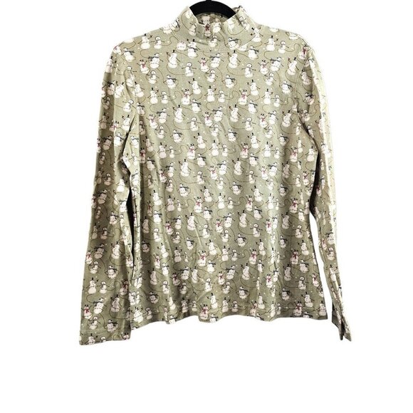 🏆068 Croft & Barrow Holiday Snowman Christmas Mock Neck Top - Picture 2 of 7